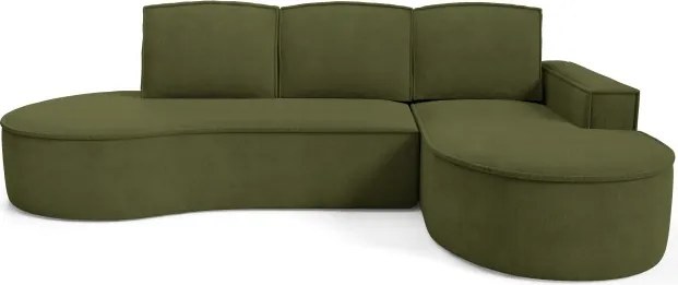 Narożnik MOLLY Prawostronny z funkcją spania, wolnostojący tkanina CURIO 39 Zielony