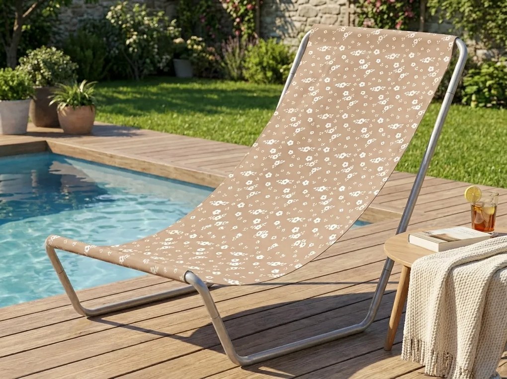 Składane plażowe leżak SAND FLOWERS, czerwony