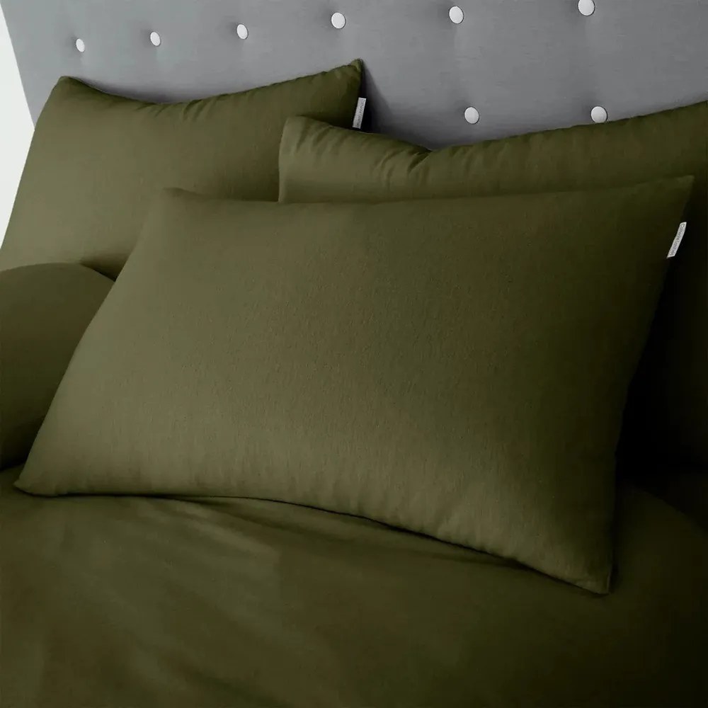 Flanelowa pościel dwuosobowa w kolorze khaki 200x200 cm Brushed – Catherine Lansfield