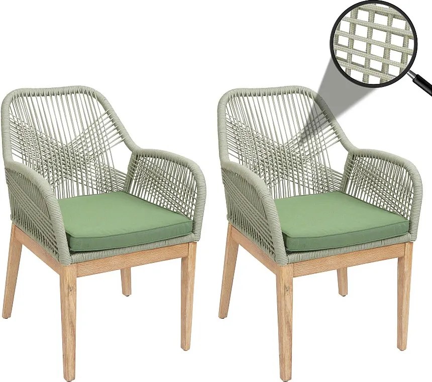 Krzesło ogrodowe MCW-H56b (zestaw 2 sztuk),  zielony poduszki zielony