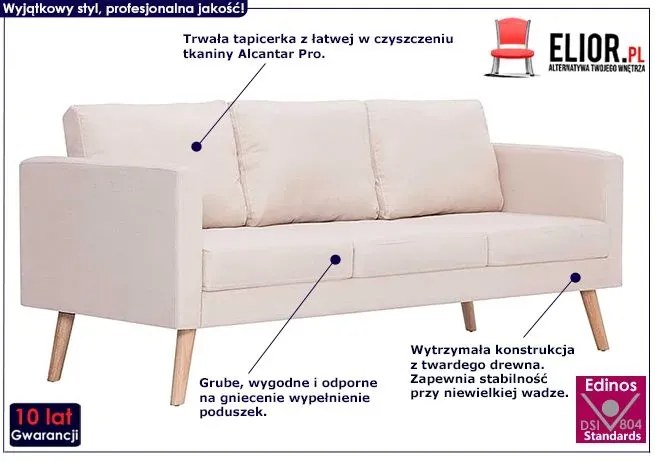 Trzyosobowa kremowa kanapa - Imex 3X