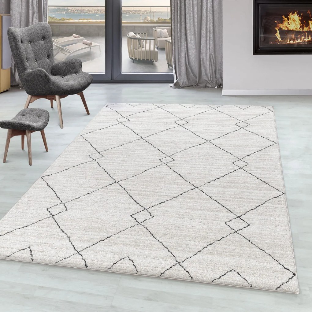 Dywan poliestrowy Berber romby kremowe 160 cm x 230 cm