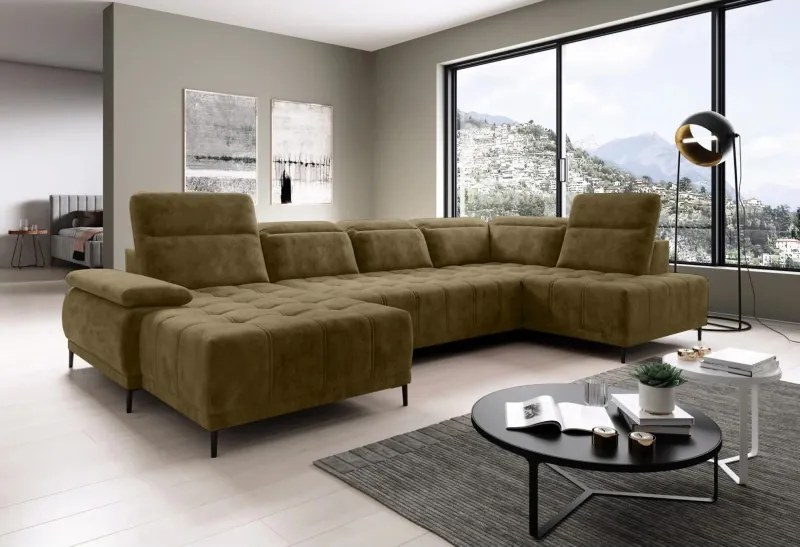 Narożnik FOCUS XL z elektryczną regulacją siedziska Prawostronny w tkaninie Promocyjnej SALVADOR 10 WERSAL