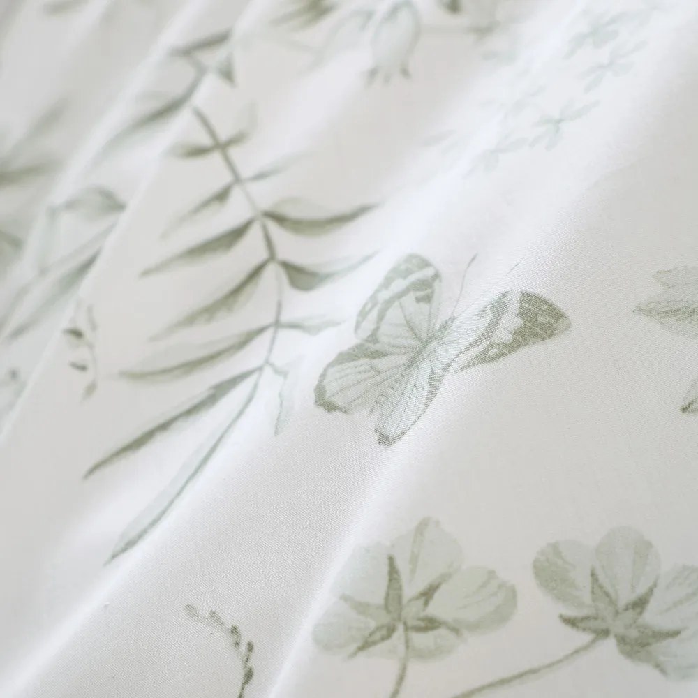 Zielono-kremowa bawełniana pościel dwuosobowa 200x200 cm Thea Floral – Bianca
