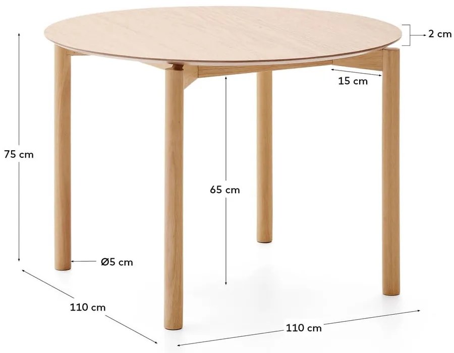 Okrągły stół w dekorze jesionu ø 110 cm Indara – Kave Home