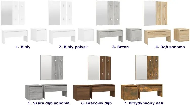 Minimalistyczny komplet mebli do przedpokoju beton R9-T79