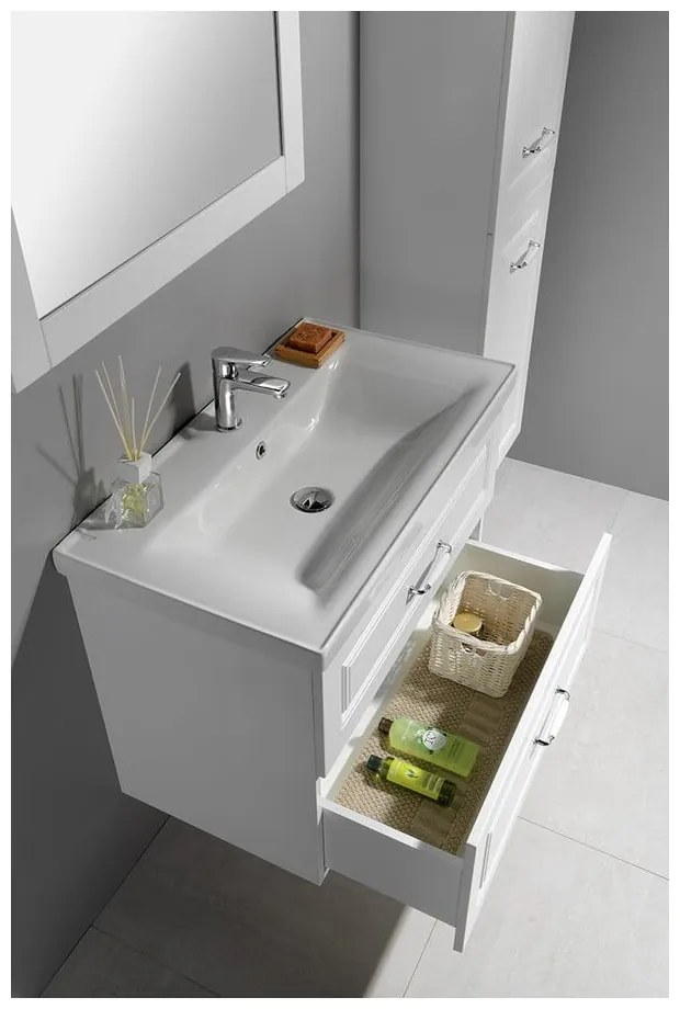 Biała wisząca szafka bez umywalki 76,5x60 cm Favolo – Sapho