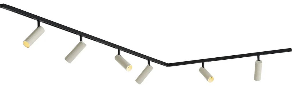 Nowoczesny system szynowy z 6 reflektorami beżowy 1-fazowy - Slimline Uzzy Nowoczesny Oswietlenie wewnetrzne
