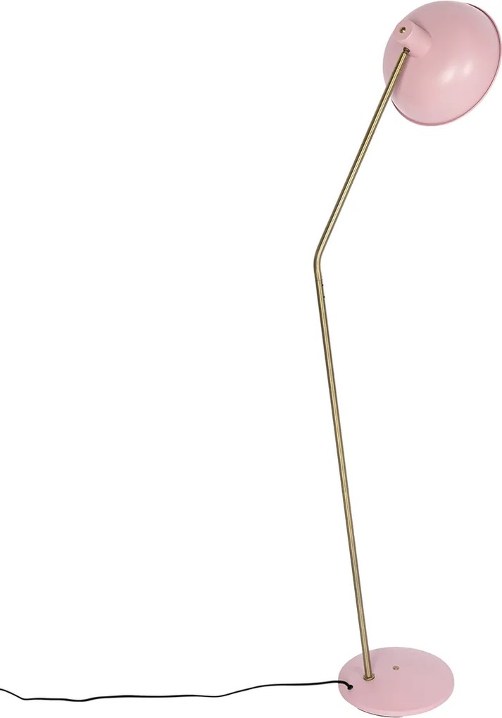 Lampa podłogowa w stylu retro różowa z brązem - Milou