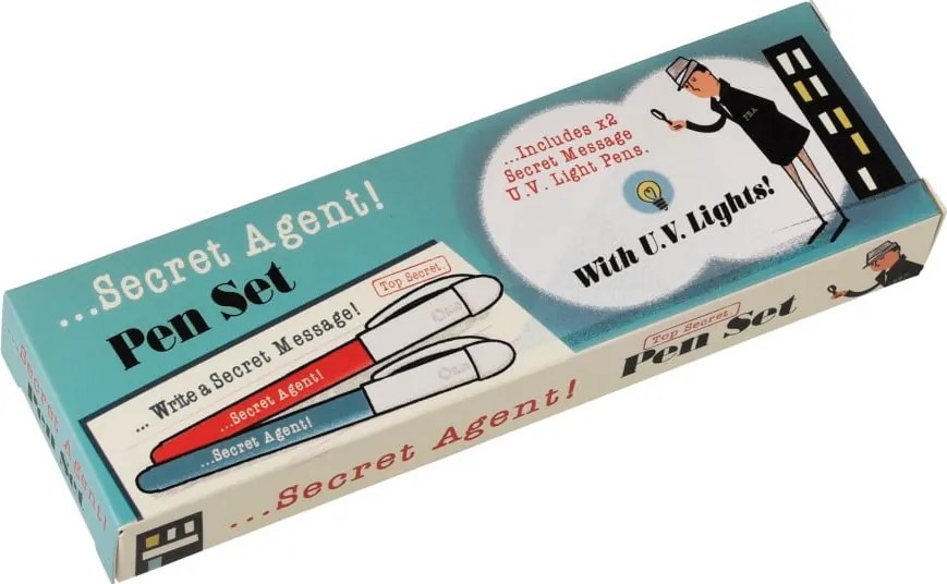 Zestaw 2 detektywistycznych długopisów z niewidzialnym atramentem i światłem UV Rex London Secret Agent