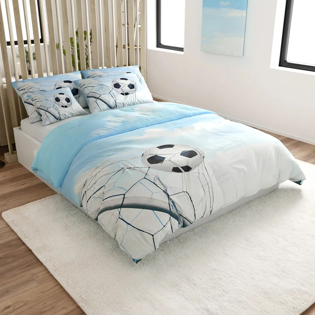 PrzytulneMieszkanie.pl PrzytulneMieszkanie.pl 3D Bawełniana pościel FOOTBALL ZONE, niebieski Rozmiar pościeli: 70 x 90 cm | 140 x 200 cm