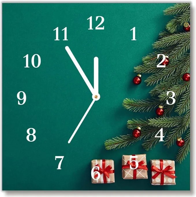 Zegar ścienny Prezenty Choinka Święta Zima