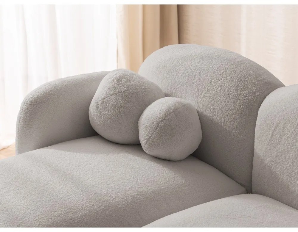 Szary narożnik z materiału bouclé (lewostronny/z szezlongiem) Orbit – Ropez