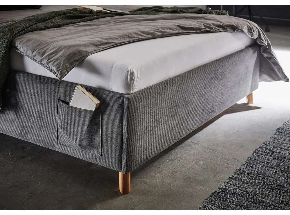 Antracytowe tapicerowane łóżko dziecięce bez stelaża 140x200 cm Cool – Meise Möbel