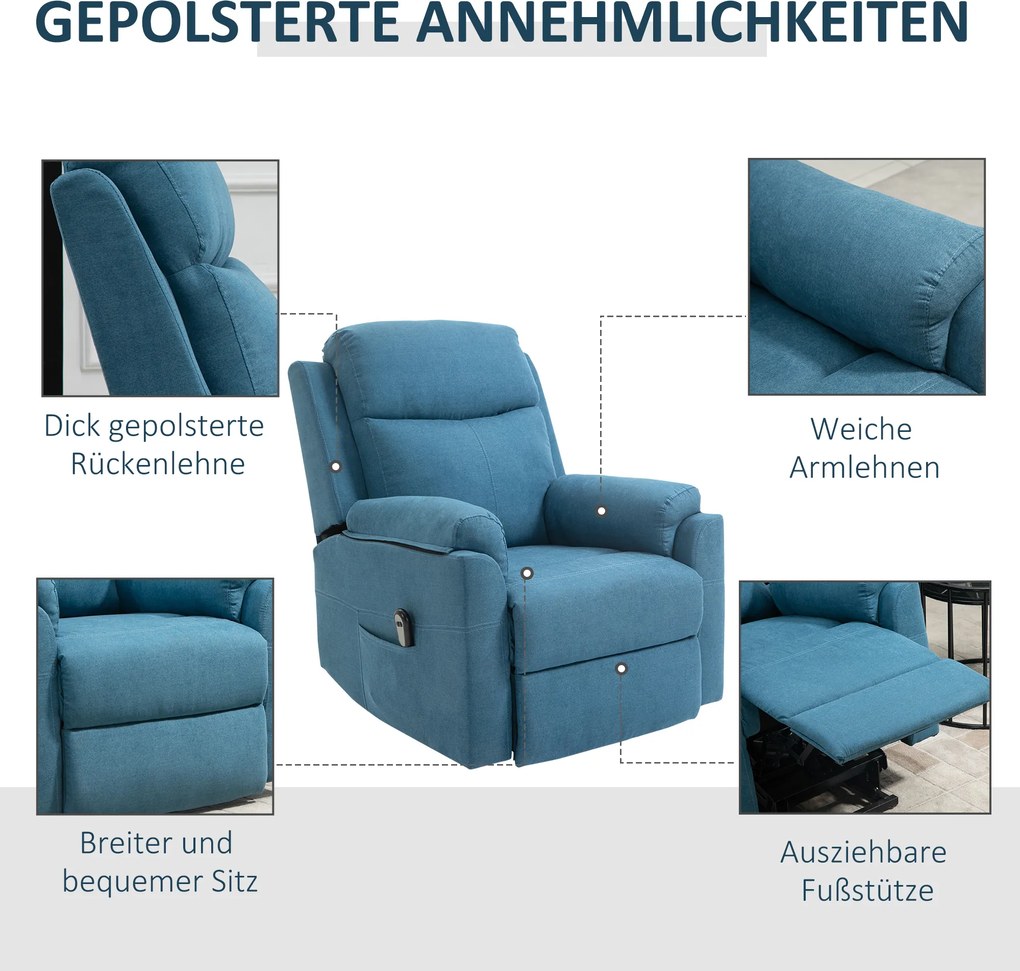 HOMCOM elektryczny fotel telewizyjny z funkcją podnoszenia i wsparcia przy wstawaniu wygodny i praktyczny | Aosom PL