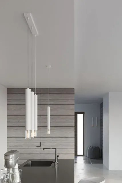 Biała punktowa lampa wisząca tuba - 6X S159 F4-C99