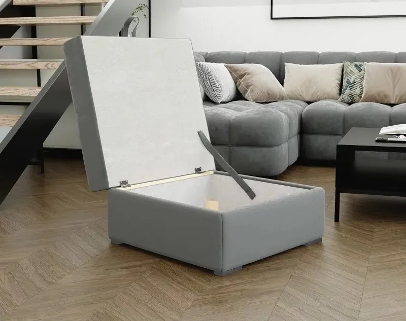 Promocja: Ciemnoszara pufa ZENOVA z miejscem na przechowywanie 65x65 cm II gatunek