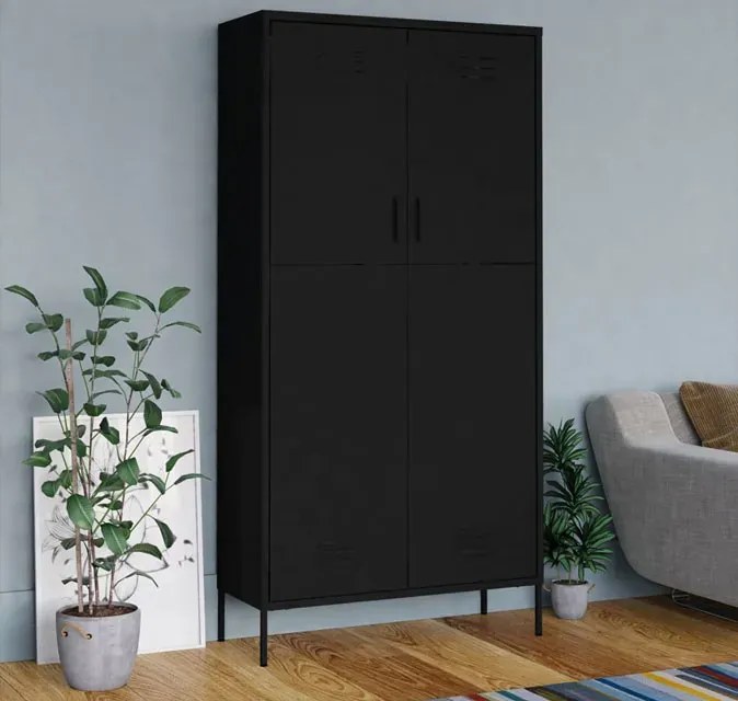 Czarna metalowa szafa do garażu D5-Z44