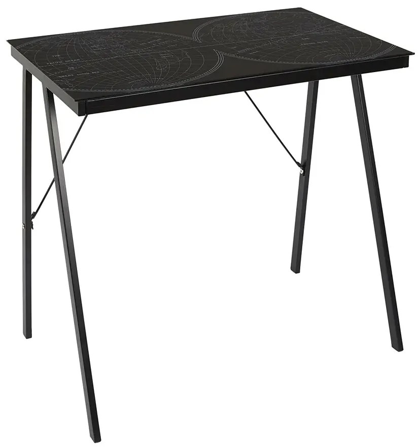 Czarne szklane biurko loft - Tekko