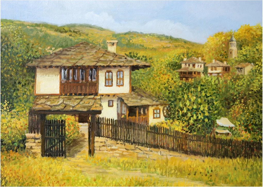 Obraz na szkle - Domki letniskowe w lecie (70x50 cm)