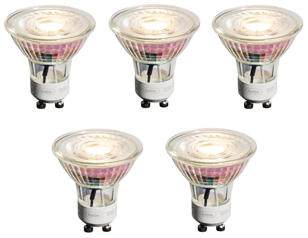 Zestaw 5 ściemnialnych żarówek LED GU10 50mm przezroczystych 4,9W 450 lm 2700K