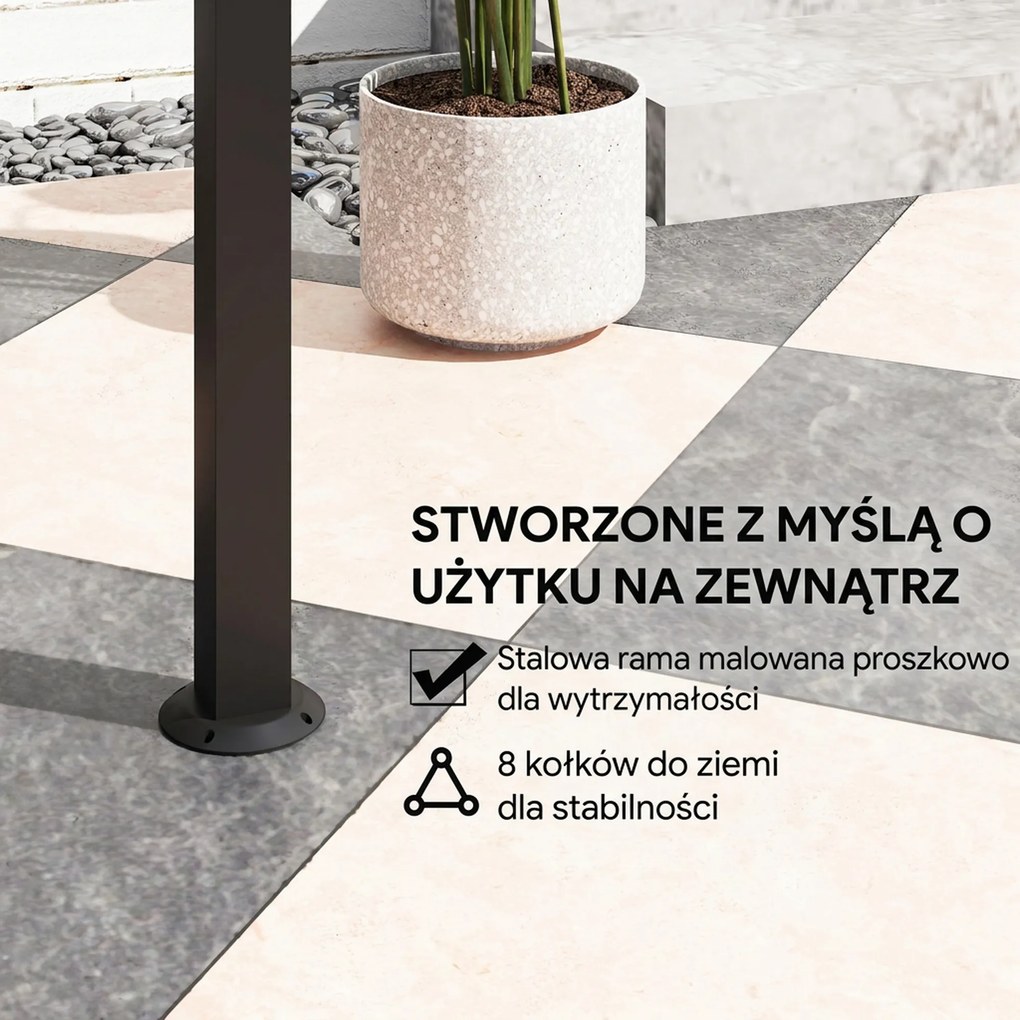 Outsunny Pawilon Grillowy, 2 Boczne Półki, Haki, Rama ze Stali, 1,1 x 2,3m, Ciemnoszary