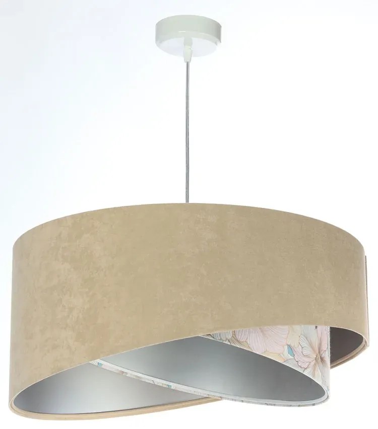 Beżowo-srebrna lampa wisząca z wzorem M3-N07