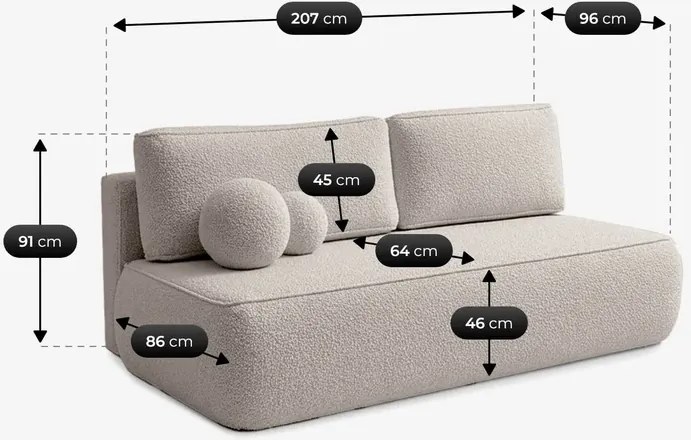 Sofa z Funkcją Spania ARVETO Kremowa Boucle Nowoczesna
