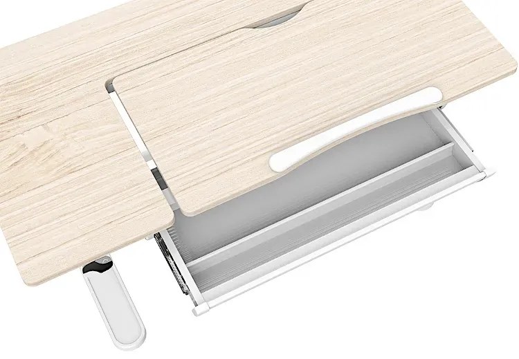 Białe podnoszone biurko szkolne elektryczne z nadstawką A6-S29