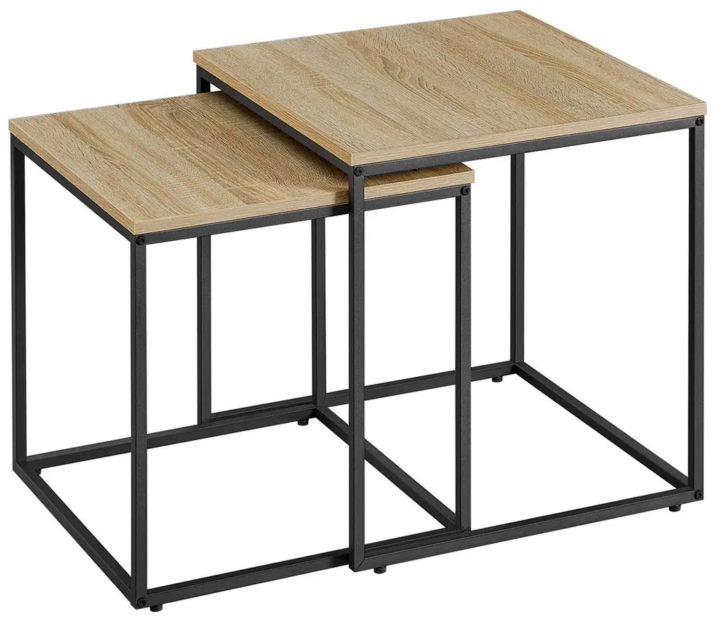 Komplet stolików kawowych kwadratowych 2w1 dąb sonoma B4-D48