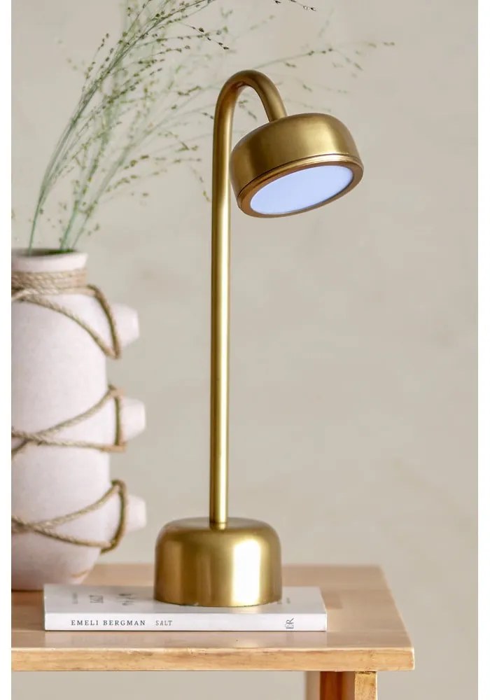 Lampa stołowa LED w kolorze złota ze ściemniaczem i metalowym kloszem (wysokość 35,5 cm) Niko – Bloomingville