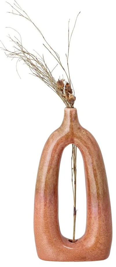Pomarańczowy dekoracyjny kamionkowy wazon Bloomingville Baldrian, wys. 24,5 cm