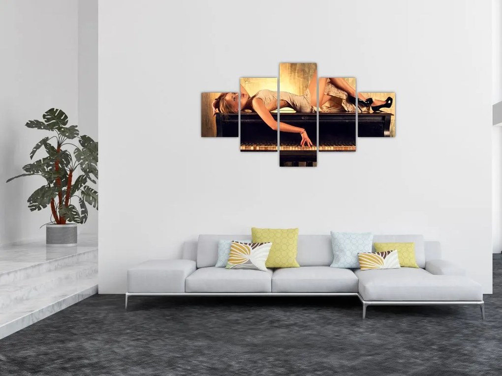 Obraz - Kobieta na fortepianie (125x70 cm)