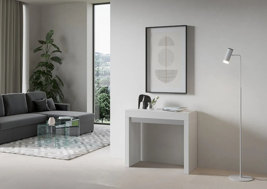 Konsola rozkładana 90x40/196 cm Roxell Small Frassino biała