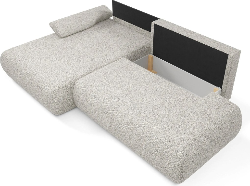 Masseno Narożnik DELTA z funkcją spania i pojemnikiem na pościel Narozniki L, Rozkładana sofa - Jasnoszary, PUENTE 09