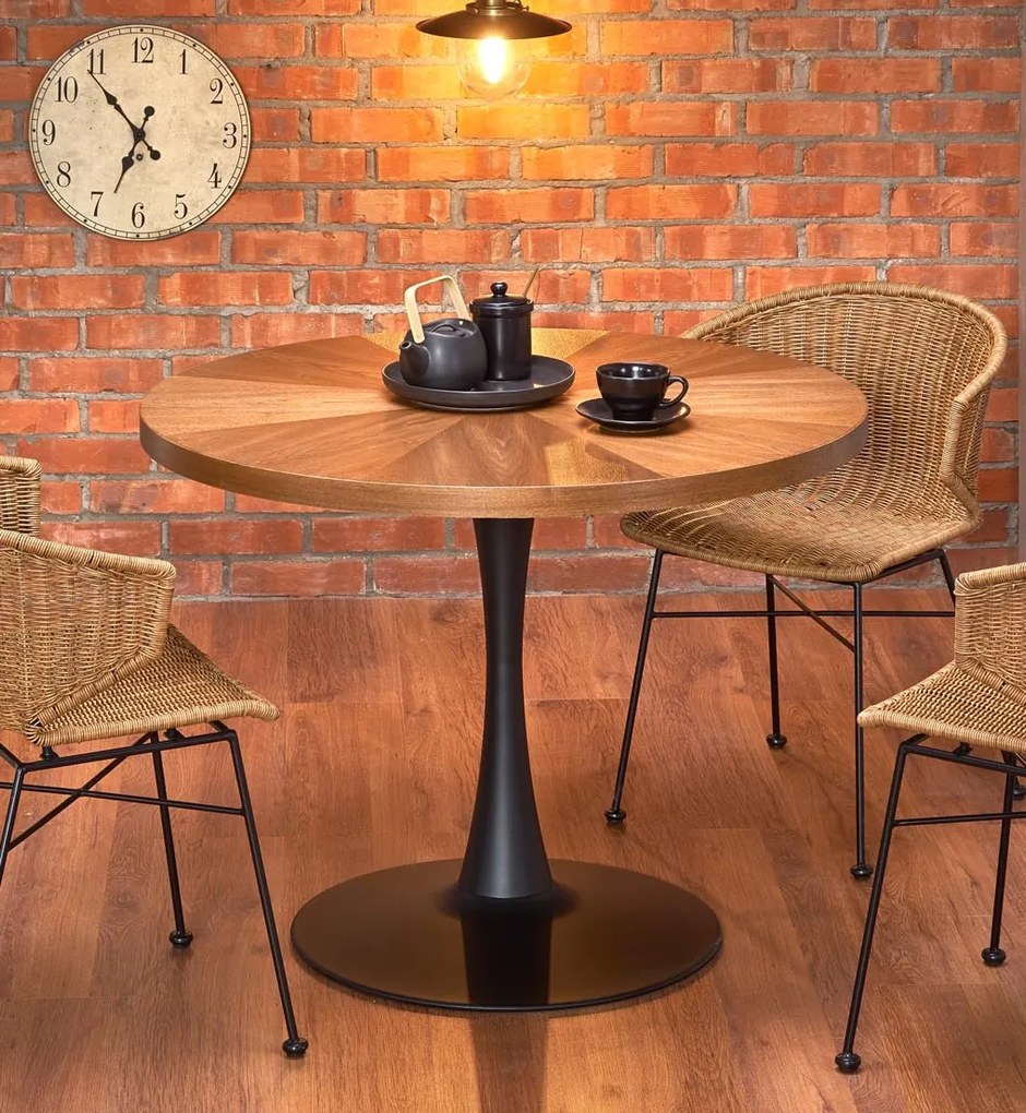 Nierozkładany stół na jednej nodze z okrągłym blatem Carmelo