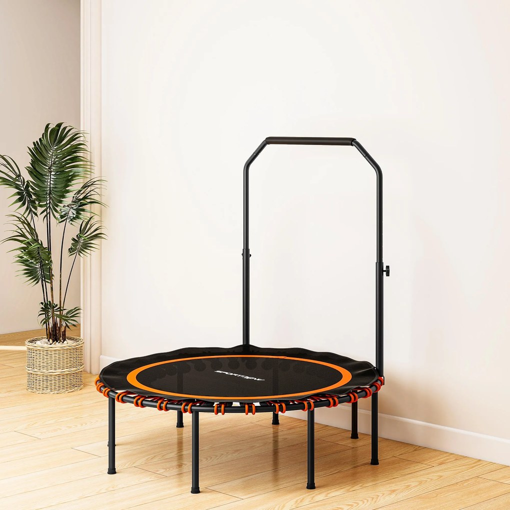 SPORTNOW Trampolina fitness z regulowanym uchwytem, Trampolina sportowa do użytku wewnątrz i na zewnątrz, Stal, Tworzywo sztuczne, Pomarańczowy