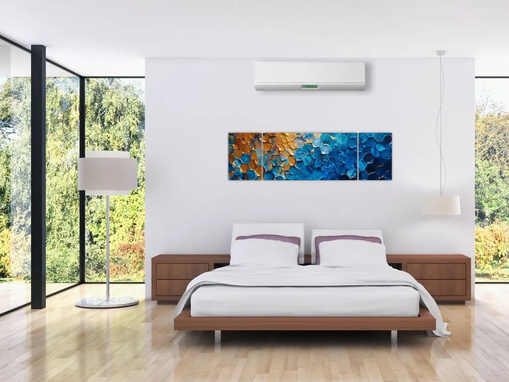 Obraz - Niebiesko-złoty obraz (170x50 cm)