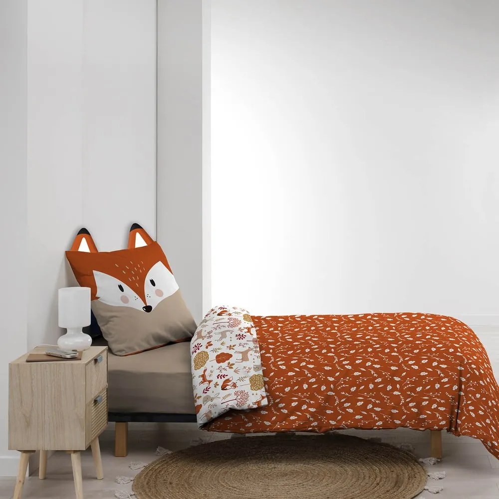 Biało-ruda bawełniana pościel dziecięca jednoosobowa 140x200 cm Roxy – douceur d'intérieur