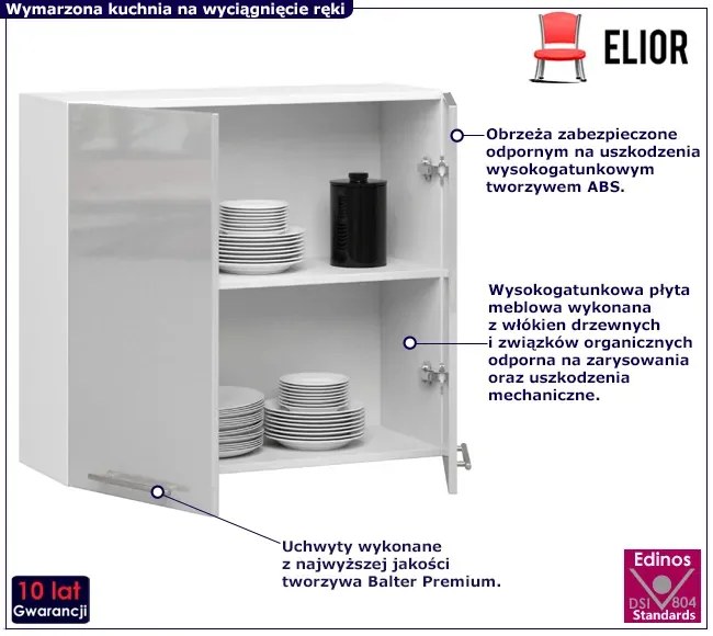 Szara wisząca szafka kuchenna z półkami W4-K82