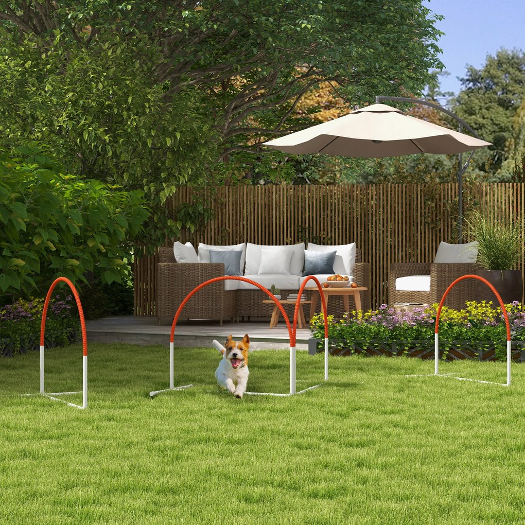 PawHut Zestaw do Agility dla Psów, 4-częściowy, w zestawie torba, Plastik, 89x69x99 cm, Biały+Pomarańczowy