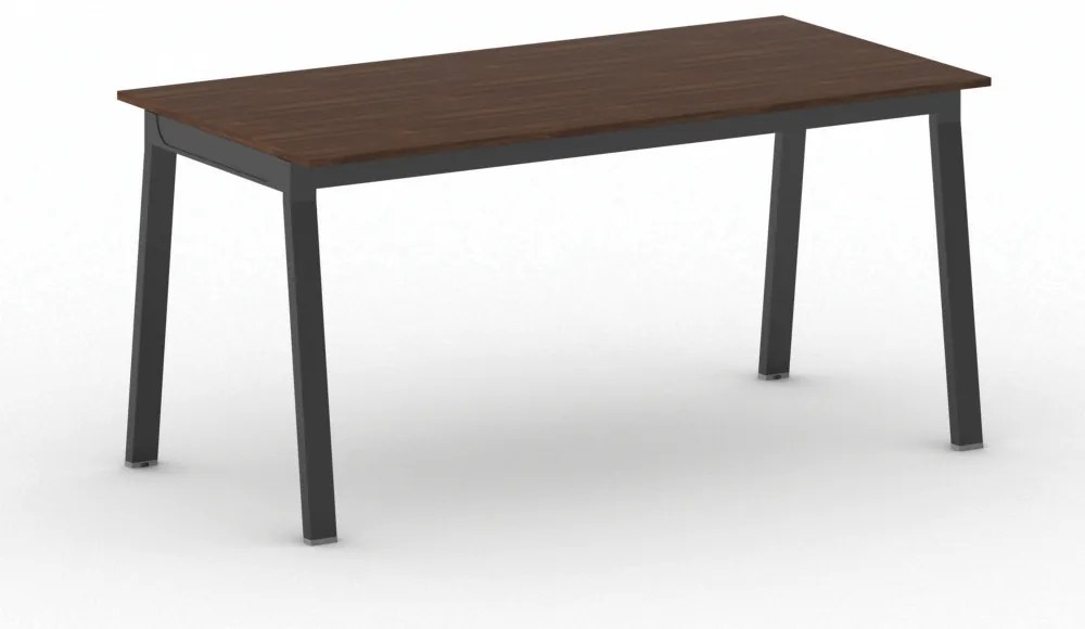 Stół konferencyjny do biura PRIMO BASIC, 160x80 cm, czarna podstawa, orzech