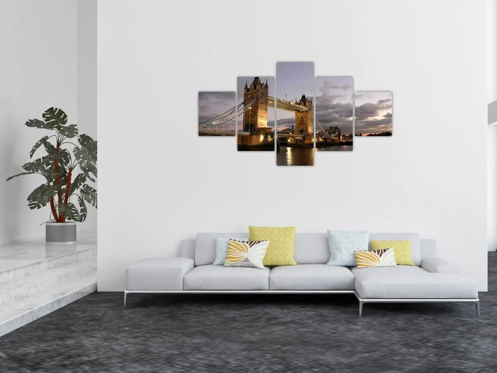 Obraz - Tower Bridge nocą (125x70 cm)