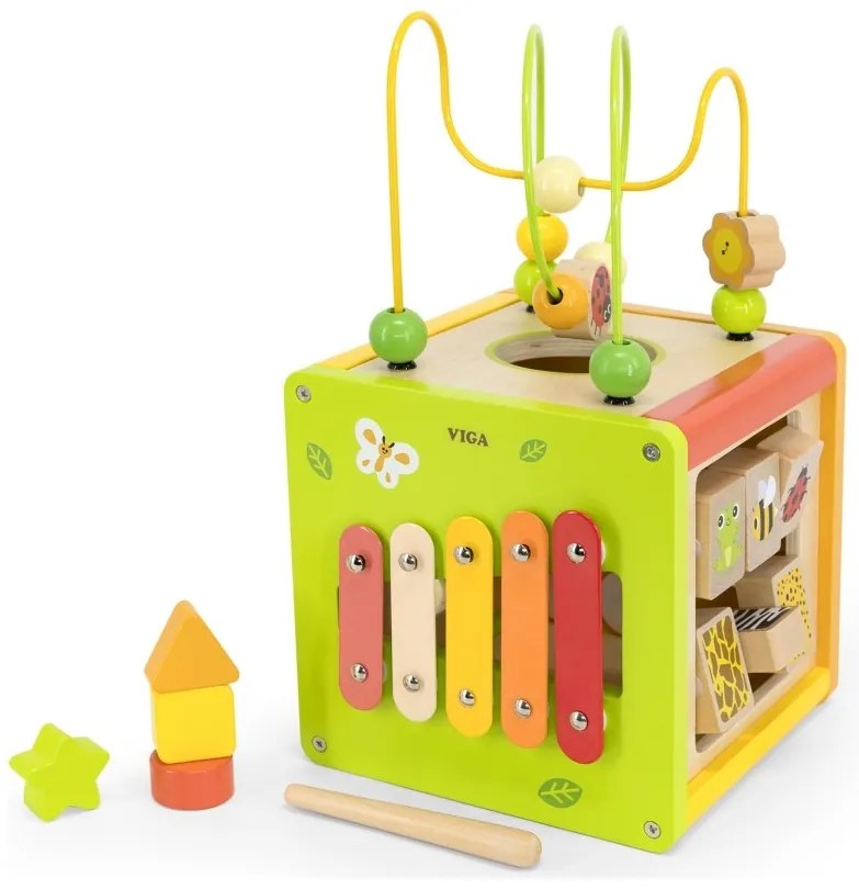 Viga drewniana kostka edukacyjna 5w1