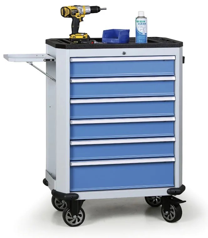 Wózek warsztatowy mobilny na narzędzia  EXPERT, 6 szuflad, niebieski