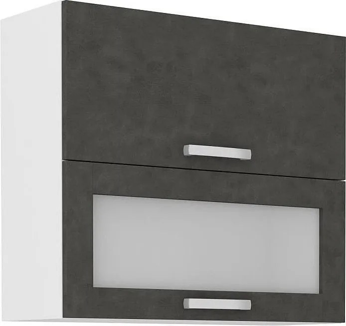 Szafka wisząca LASSEN matowa szara z 2 uchylnymi drzwiami, w tym 1 przeszklona L80xP31,6xH72 cm z płyt wiórowych