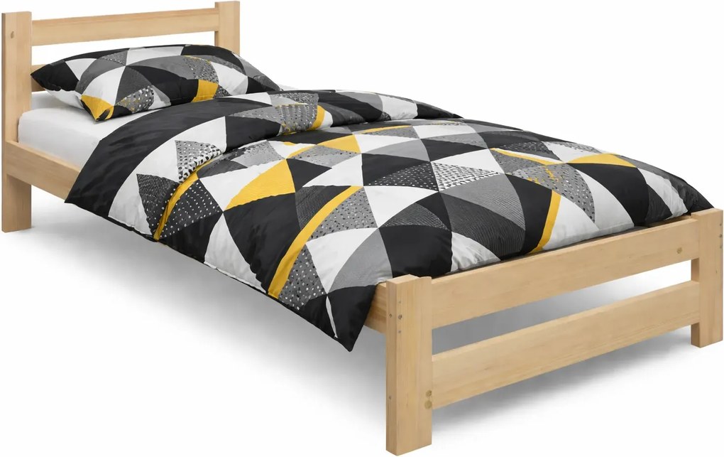 Jednoosobowe drewniane łóżko młodzieżowe 90x200 L5-S13