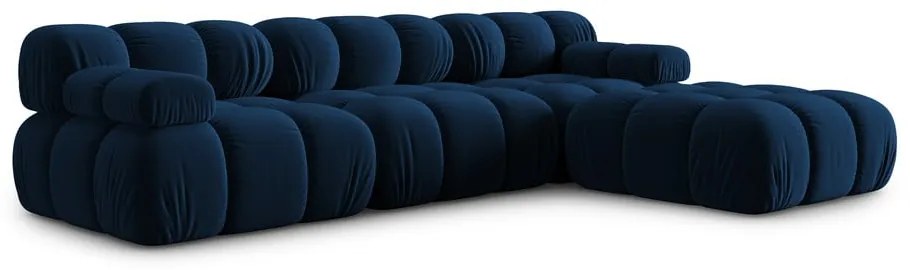 Niebieski aksamitny narożnik Bellis – Micadoni Home