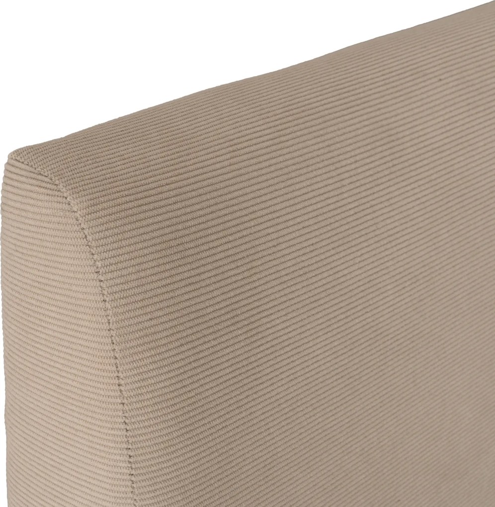 Łóżko Tapicerowane 140x200 cm MARSYLIA ze Stelażem i Pojemnikiem Dwuosobowe Sztruksowe Beżowe