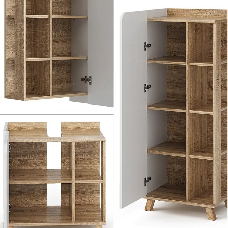 Zestaw mebli łazienkowych sonoma/biały 60x35x65 karen